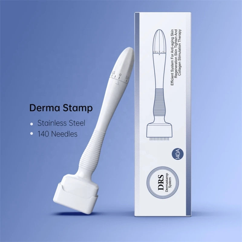 New Adjustable Derma Stamp Microneedle Microneedling 140 Pins Skin Care Beard Growth Scalp Hair